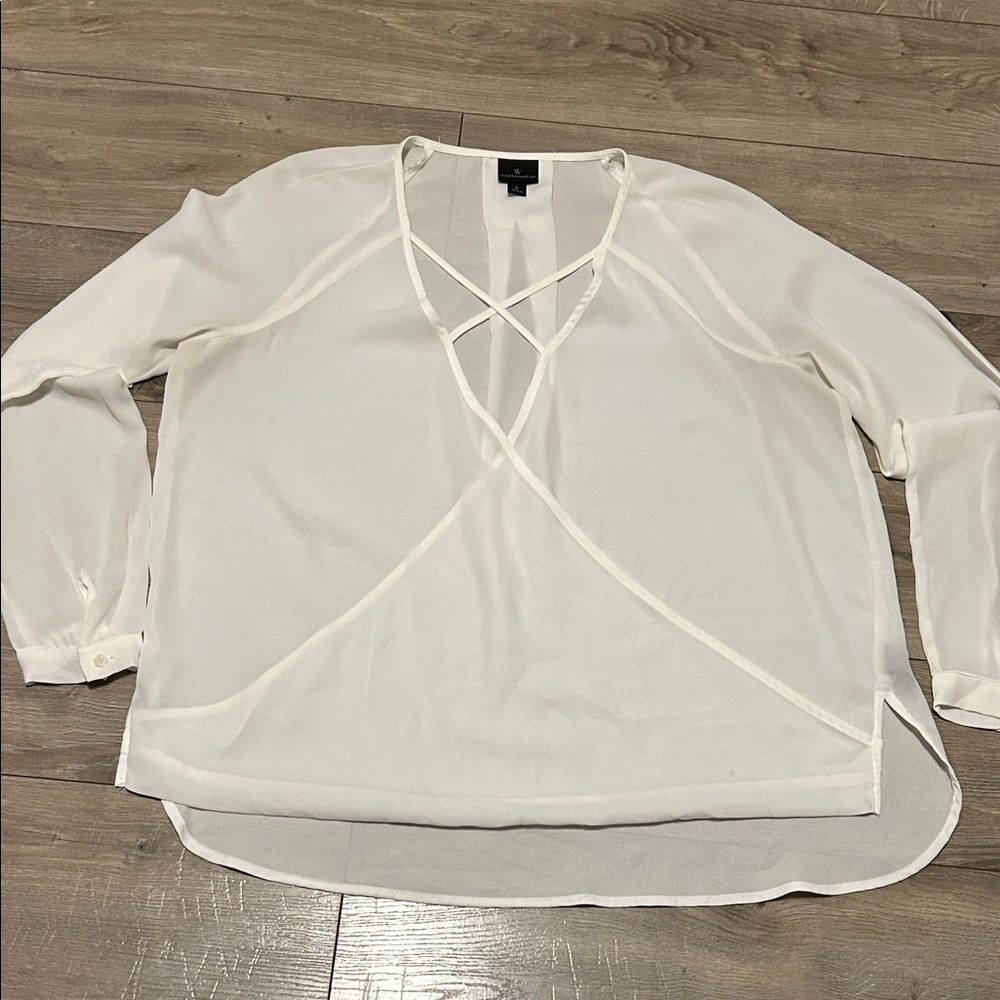 Worthington White Criss-Cross Blouse